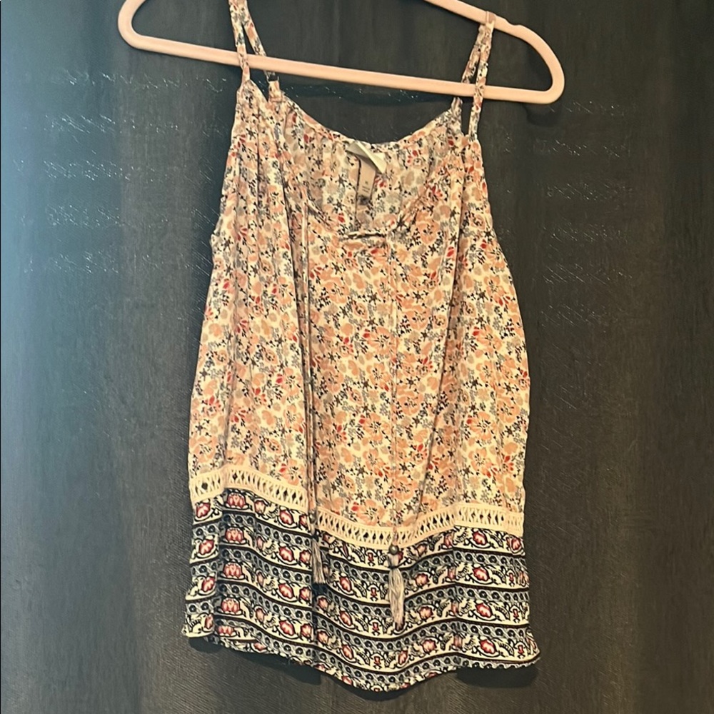 Knox Rose Tan and Cream Camisole with Spaghetti Straps